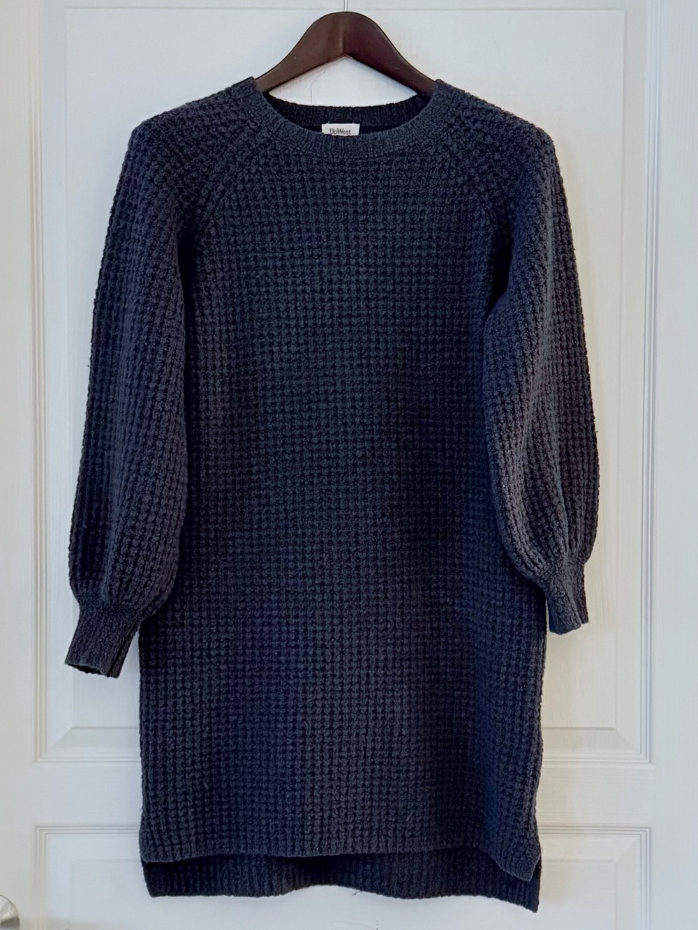UpWest Blue Grey Waffle-Knit Crewneck Sweater